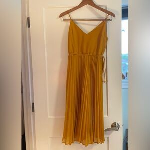 Golden Wedding Guest Midi Dress